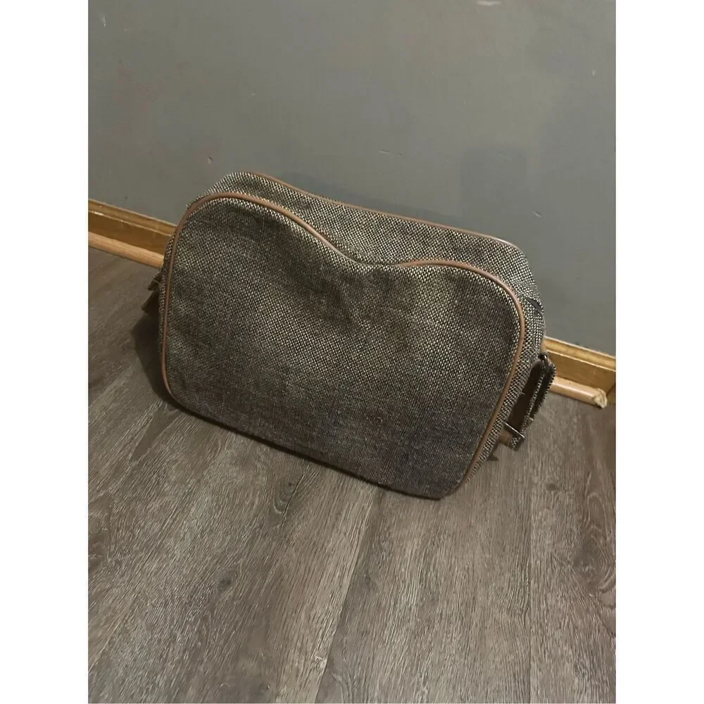 Vintage Pierre Cardin Brown Tweed Carry-On Shoulder Bag Strap Weekend Travel
